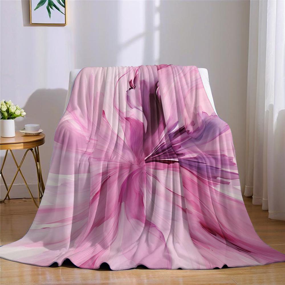 Blush Violet Bloom Flannel Blanket Warm Soft Halloween Christmas Couch Warm Cozy Decorative Decor Gift for All Season