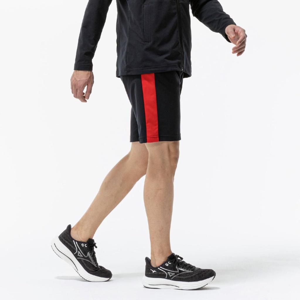 Training Wear Light Stretch Knit Half 32MDD123 Size S [Mizuno] Pants, Sweat-wicking, Quick-drying, Stretch, Black/Chinese Red,