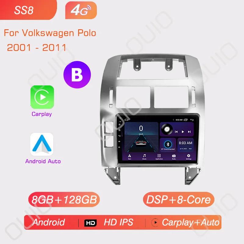 Android 13 Carplay Radio For Volkswagen Polo Mk4 IV 2001-2009 Car Stereo Multimedia Player Android Auto GPS Navigation 2DIN DSP