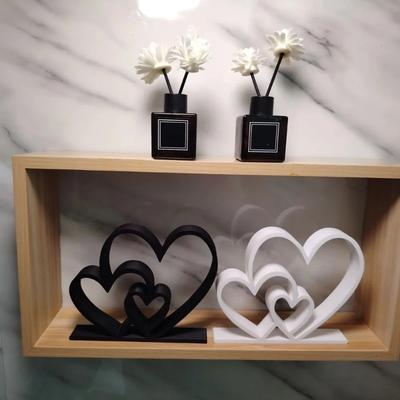 Drukowana 3D Statuetka Serce do Serca Romantyczna Minimalistyczna Ozdoba Miłości Gładka Powierzchnia Plastikowa Figurka Serce Miłości Dekoracja Biurka