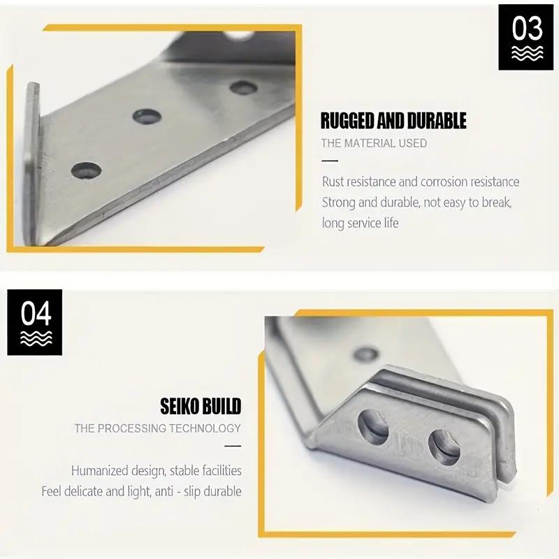 10Pcs Corner Brackets Stainless Steel Furniture Angle Shelf Connector Cabinet Support Fixing Frame Corner Brace With Screws