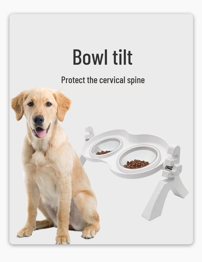 Adjustable Double Bowl Elevated Pet Feeder with Non-Slip Slow Feed Design for Cats and Dogs.