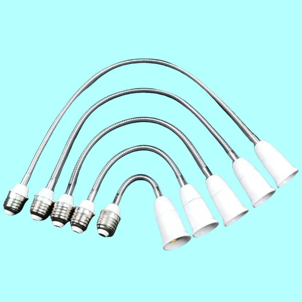 20/30/40/60cm LED Bulb Extension Tube Flexible E27 To E27 Bulb Conversion Socket Threaded Lengthen Lamp Holder Adapter Home