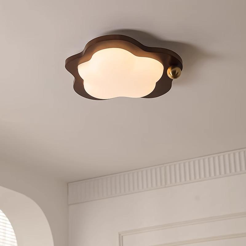 2024 New Led Wood Ceiling Light Bedroom Lamp Creative Cloud Star Living dining Lamp Home Decor  Retro Walnut Color Lamp Ceiling