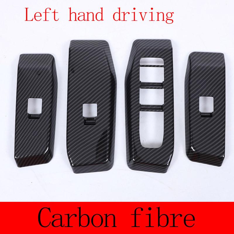 For Toyota Land Cruiser Prado 2024 ABS Carbon Fiber Car Glass Lift Button Decorative Frame Car Interior Accessories