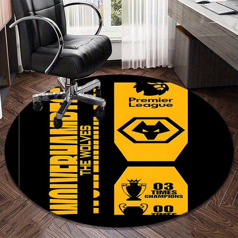 1PC Round Rug Wolves Football Club Emblem Printed Round Area Rug ,Rug For Home Office, Round Chair Rug, Decorative Carpet Fan Gifts Christmas Gift
