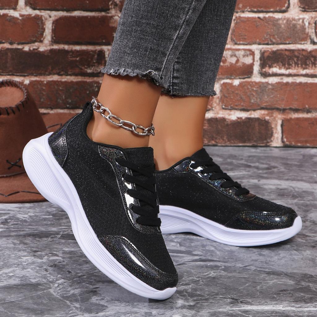 Casual sports sequins women's shoes spring and summer breathable women's shoes fly-woven sneakers fashion casual women's shoes fly-woven sneakers