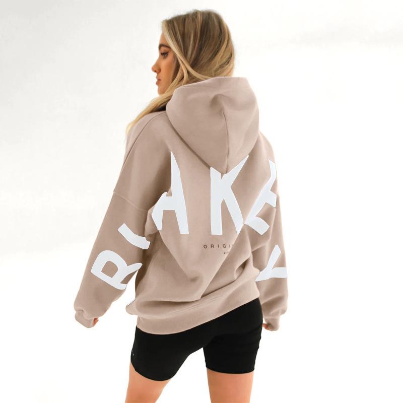 Dames Herfst Europese & Amerikaanse Stijl Briefprint Hoodie - Lange Mouw, Verdikt, Veelzijdig, Sportieve Pullover.