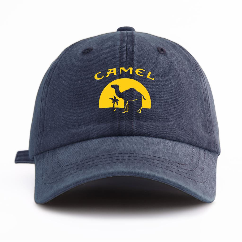 1 Stück gewaschene Baseballkappe mit Kamelprint für Erwachsene, minimalistischer Retro-Stil, lässig, weich, verstellbar, Papa-Hut, perfekt als Geschenk