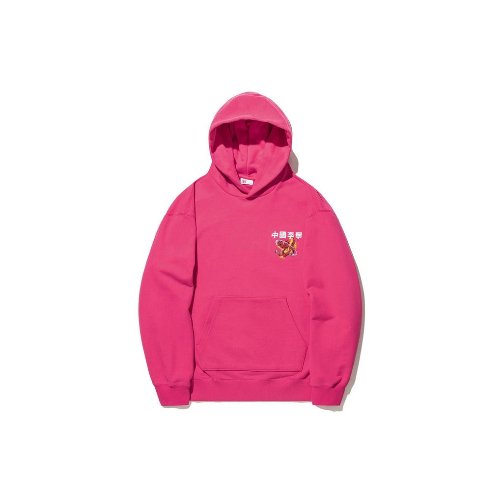 Li Ning Daily Prosperity Series Snowflake Totem Loose Pullover Hoodie Men Hoodies Tree-Plum-Red AWDU337-4