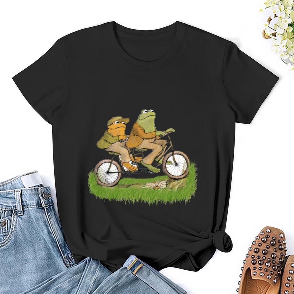 Frog And Toad On The Bike T-Shirt Plus Size Tops Tops Summer Tops Kawaii Clothes T Shirt Women