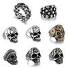 U7 Stainless Steel Big Skull Rings for Man Woman Size 7-14 Cross 3D Skeleton Cuban Chain Celtic Knot Pattern Gothic Punk Jewelry