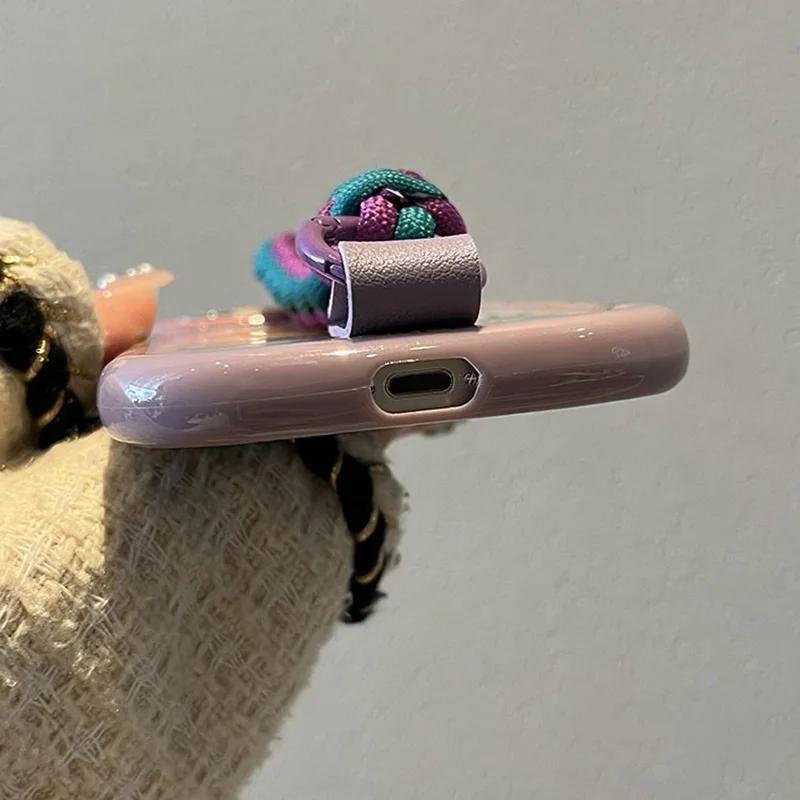 Handgelenkband Lanyard Handyhülle Für 16 15 14 13 11 12 Pro Max Süßes Glück Liebesherz Muster Tusche und Tusche Fleck Abdeckung