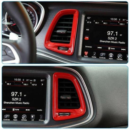 4PCS Center Console Air Condition Outlet Vent Trim for Dodge Challenger 2015+