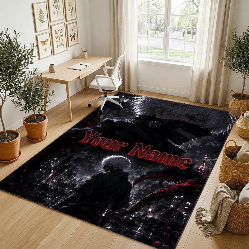 Personalized Crystal Velvet Carpet,Tokyo Ghoul Custom Printed Name, Plush Area Rug For Home Indoor Decor