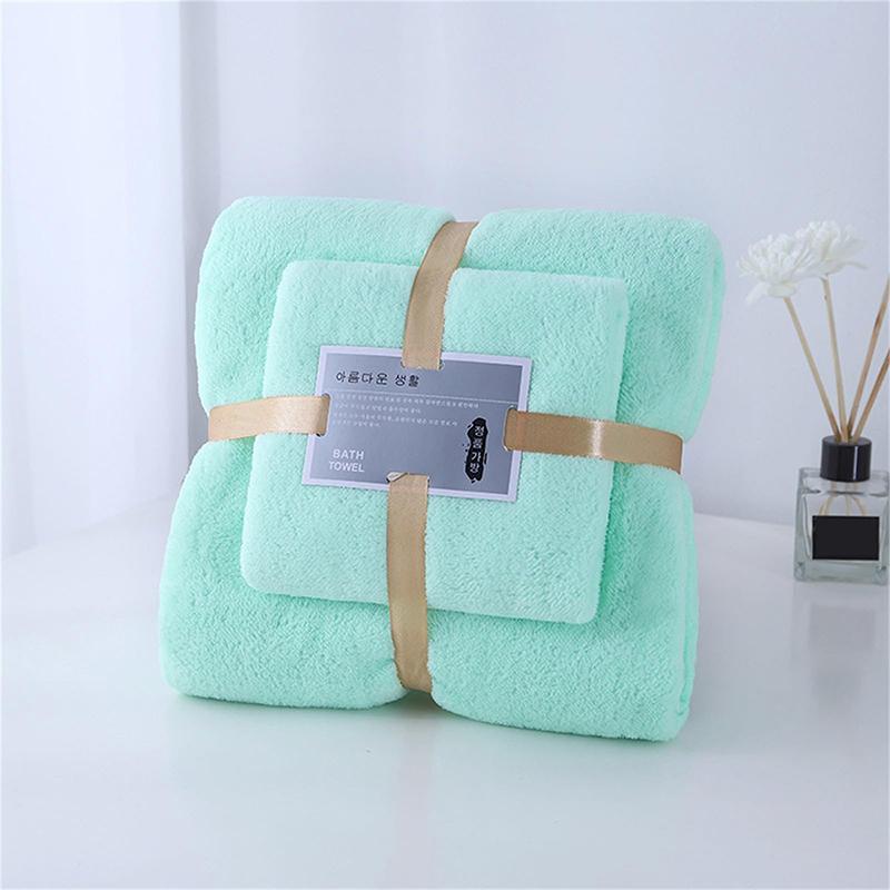The 2-Piece Ultra Soft Comfortable Absorbent and Skin Friendly Towel Set Includes One 35x75cm Towel and One 70x140cm Bath Towel.