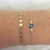 Simple Design Turkish Evil Eye Charm Bracelet for Women Boho Lucky Gold Color Copper Chain Adjustable Bracelet Summer Jewelry