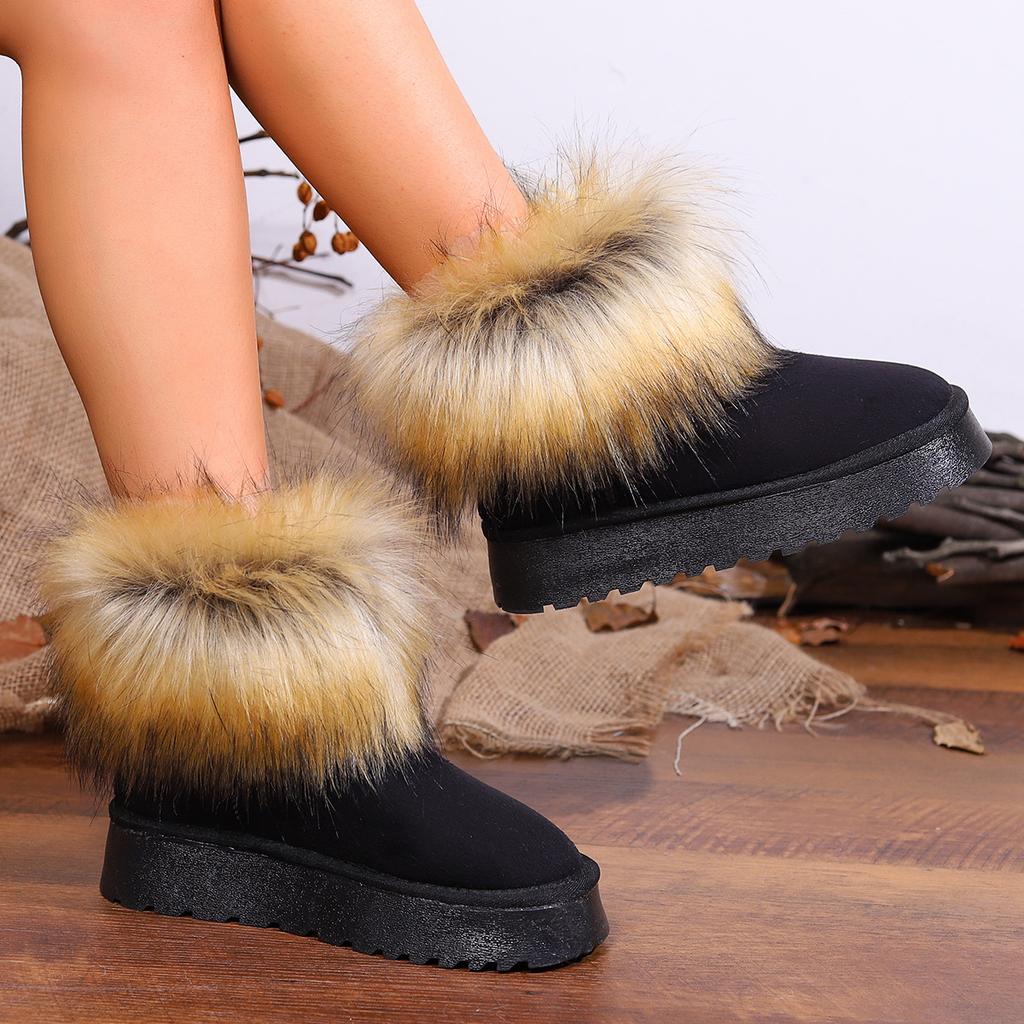 Nowe buty bawełniane typu muffin na grubej podeszwie Mao Mao zapewniają ciepło i mają pogrubioną podeszwę zewnętrzną z TPR, są antypoślizgowe, futro zintegrowane ze śniegiem