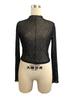 Spring and Summer Women's Small Standing Collar Long-sleeved Mesh Transparent Sequins Decorated T-shirt Tops for Women Versatile Fashion Shirt