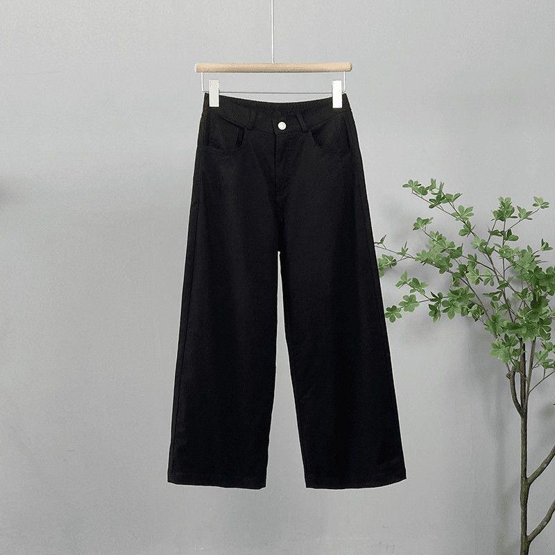 

Women s Petite Elastic Waist High Waisted Cropped Pants - Slimming, Casual, Narrow/Wide Leg Options for Spring 2XL (125-140 jin recommended) чорний