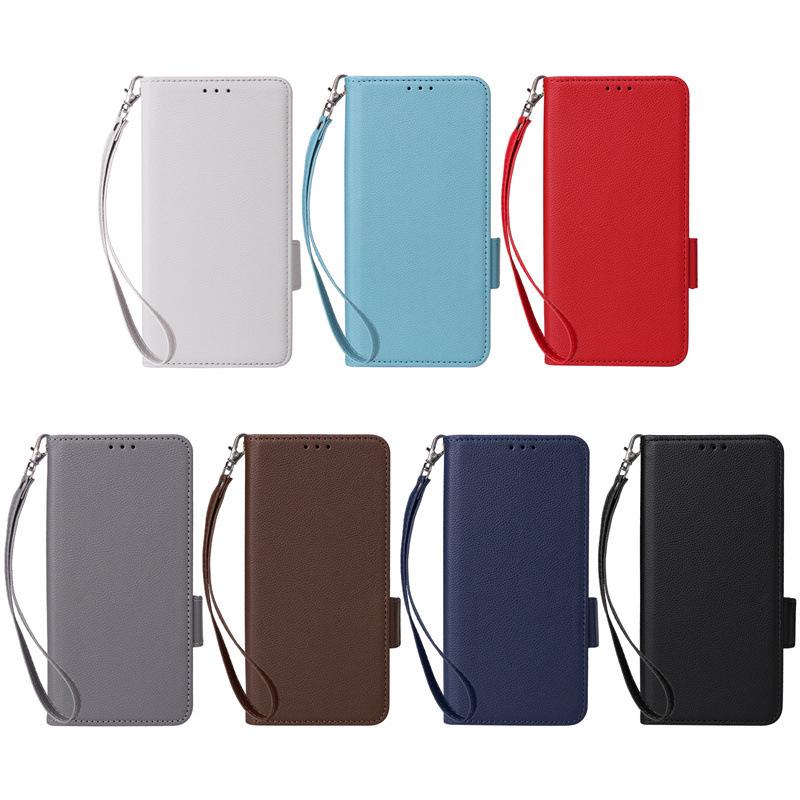 TCL 501 4G Leather Phone Case with Card Slot, Stand, and Lanyard.