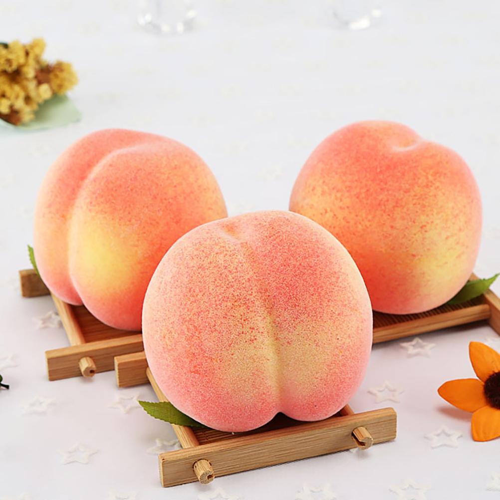 6PCS Artificial Peaches Simulation Peaches Fruits Vivid Props for Home Fruit Shop Supermarket Desk Decoration