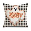 New Black and White Plaid Printed Halloween Pillowcase Orange Pumpkin Pillowcase Cushion