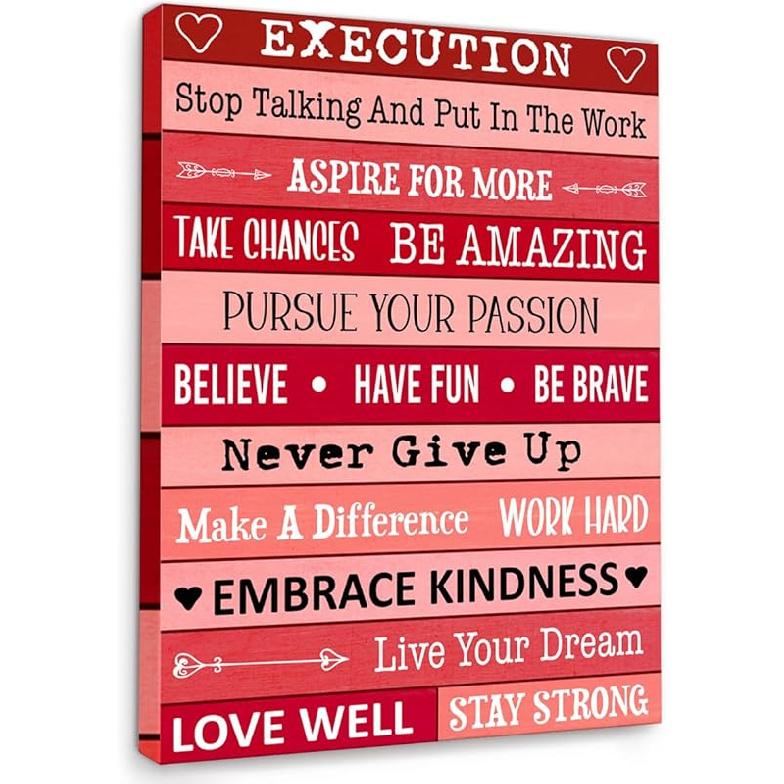 Gwisml Execution Quotes Wall Art,Purple pirational Canvas Frame Paintings For Office Home Workplace Wall Art Decor