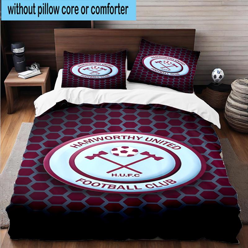 3PCS Football Club Ham-worthy Homes Bedding Set,Including 1pc Duvet Cover And 2pcs Pillowcases Perfect for Bedroom, Dormitory, Fan Christmas Gift