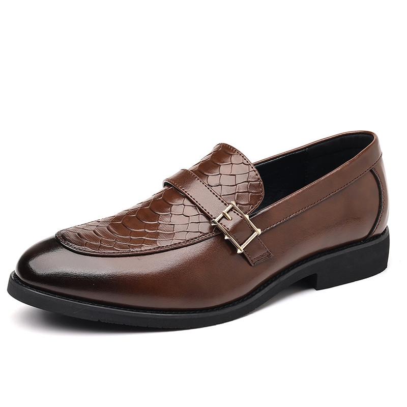 Gentleman Monk Strap Loafers New Men Pointed Belt Buckle Leather Shoes Male Designer Formal Wedding Dress Homecoming Footwear