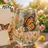 Hand-painted Glass Cup Hand Painted Tumbler Egg Shaped with Gold Rim Clear
