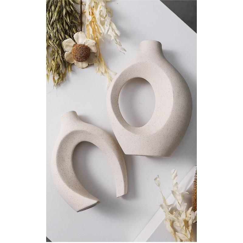 Nordic Ceramic White Vase Ins Style Creative Flowerpot Flower Arrangement Simple High Sense Wholesale European Entry Lux