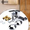 Zinc Alloy Basin Faucets Chrome Wall Mounted Hot Cold Water Dual Spout Mixer Tap