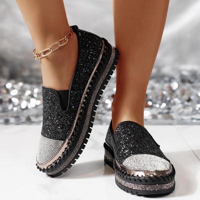 Koreanischer Stil Strass Dicksohlige Freizeit-Loafer (Übergröße) für Frühling und Herbst 2025