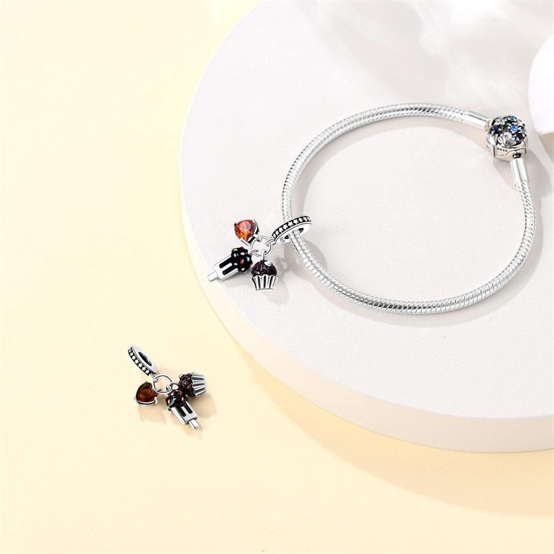Dessert Afternoon Tea Series Copper Coffee Cake Pizza Fries Sweet Charms Beads 3Mm Diy Fine Jewelry Making