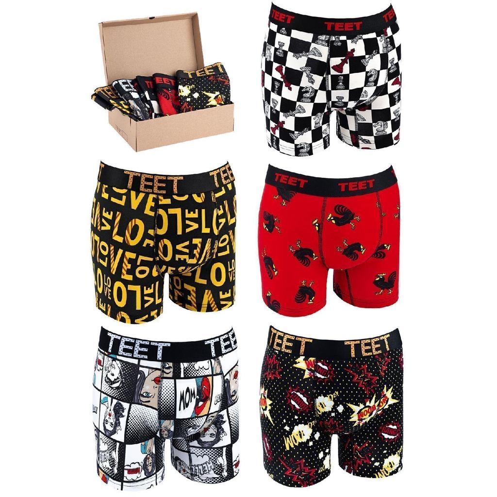 Men's Boxer Premium Set Of 5 Cotton Lycra Patterned Full Fit New Year's Gift