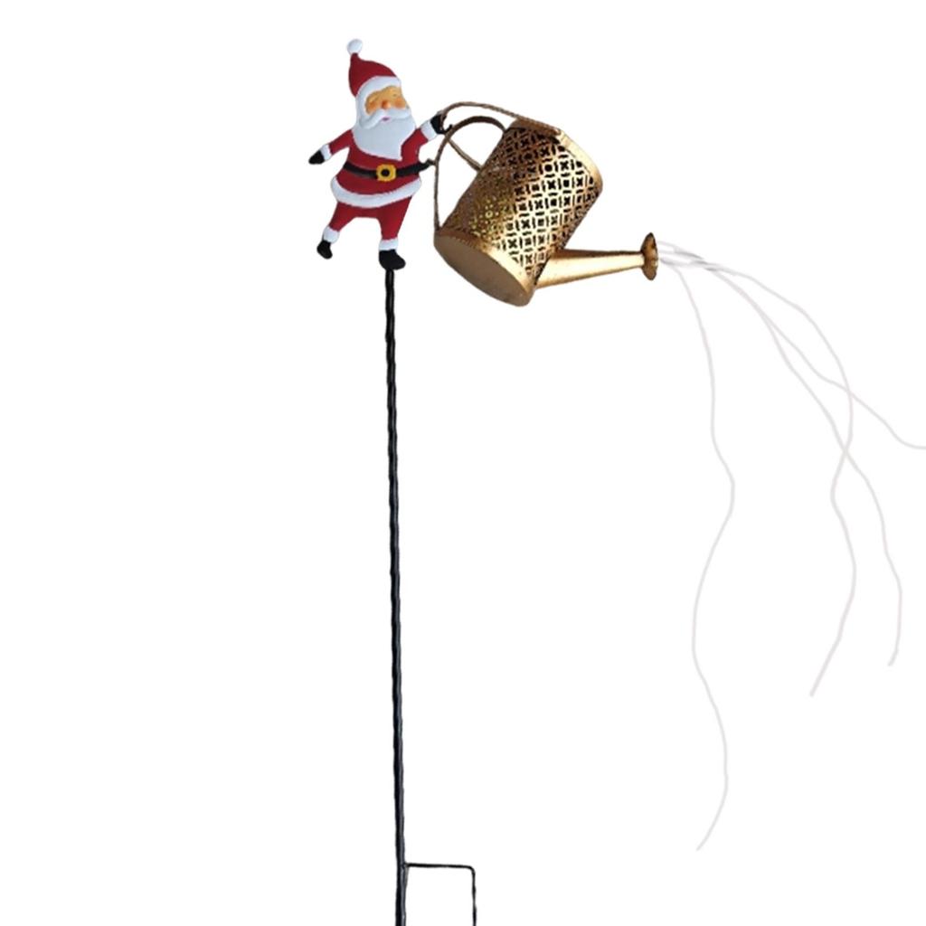 Solar Santa Watering Can Light Garden Decor Lights Hanging Lantern