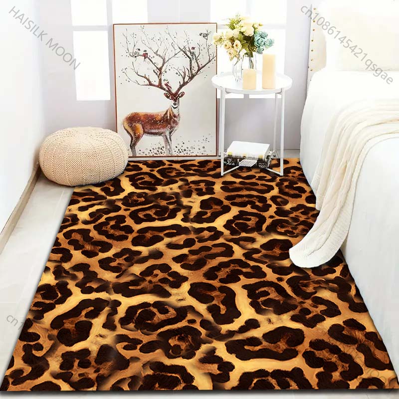 1PC Wild Leopard Print Carpet for Living Room Bedroom Sofa Doormat Decor Sofa Area Rug Non-slip Floor Mat Large Size
