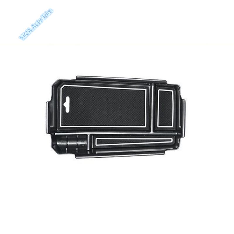Car Armrest Box Storage Container Organizer Coin Tray Holder Decor Plastic For VOLVO XC40 2018 - 2024 Black Interior Accessories