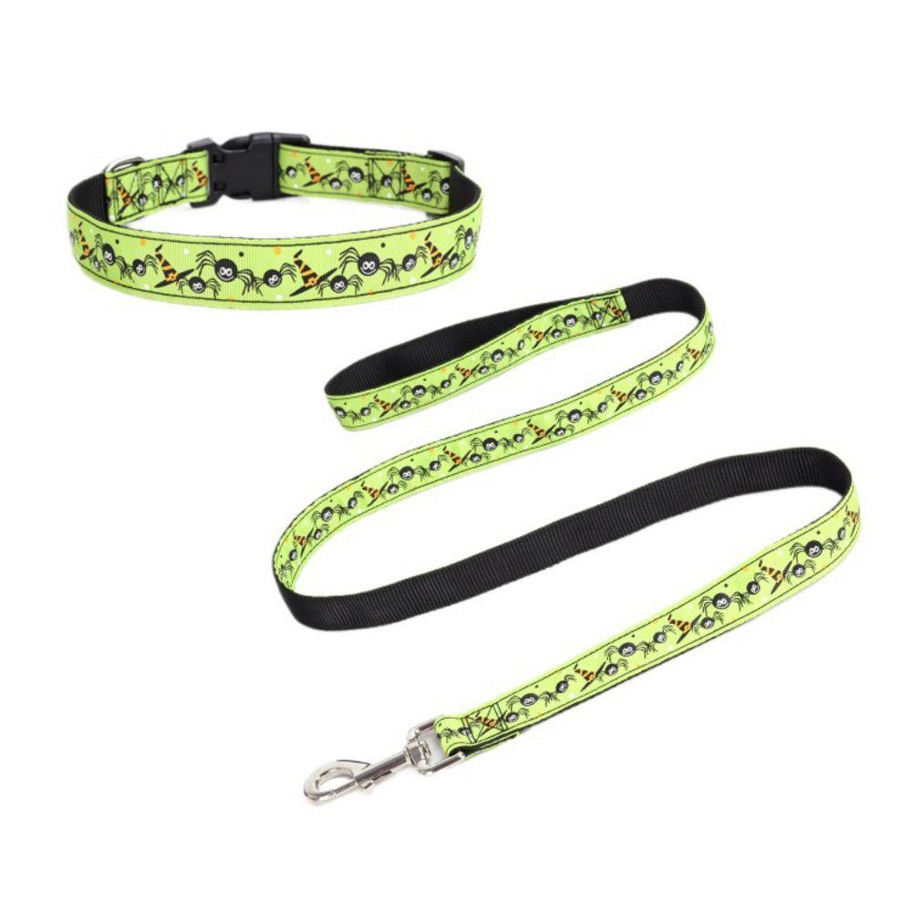 Adjustable Pet Pumpkin Skull Collar Quick Release Dog Traction Rope  for Dogs Cats
