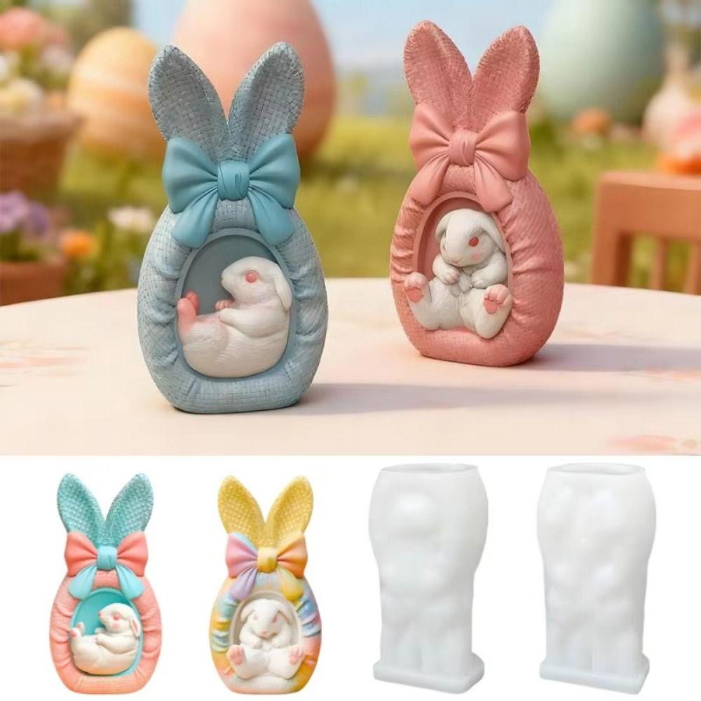 Geometric Design Rabbit Shape Candle Mold Silicone Animal Shape Rabbit DIY Silicone Mold Epoxy Resin Molds Non-Stick