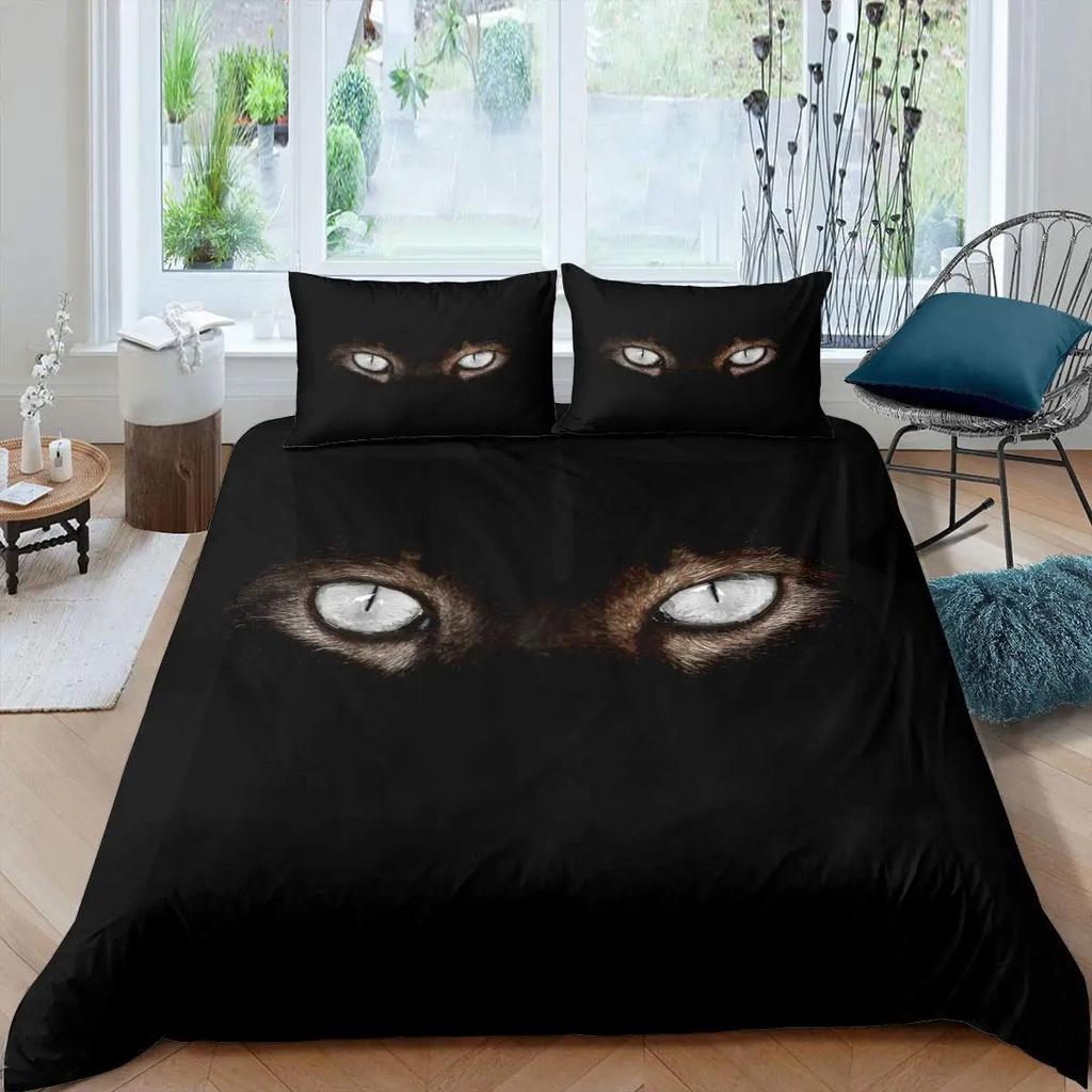 Eyes Comforter Cover Bohemian Hippie Water-Drop Duvet Cover Boho Eyes Nazar Amulet Bedding Set Mysterious Blue Eyes Quilt Cover