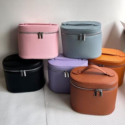 1pcs Portable  PU Leather Layered Cosmetic Case Large Capacity Travel Toiletry Organizer Waterproof Makeup Storage Box