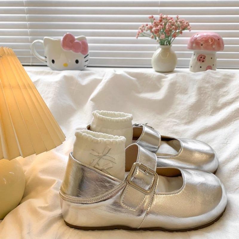 Retro round head cute Mary Jane single shoes women's autumn new flat-bottomed versatile small leather shoes