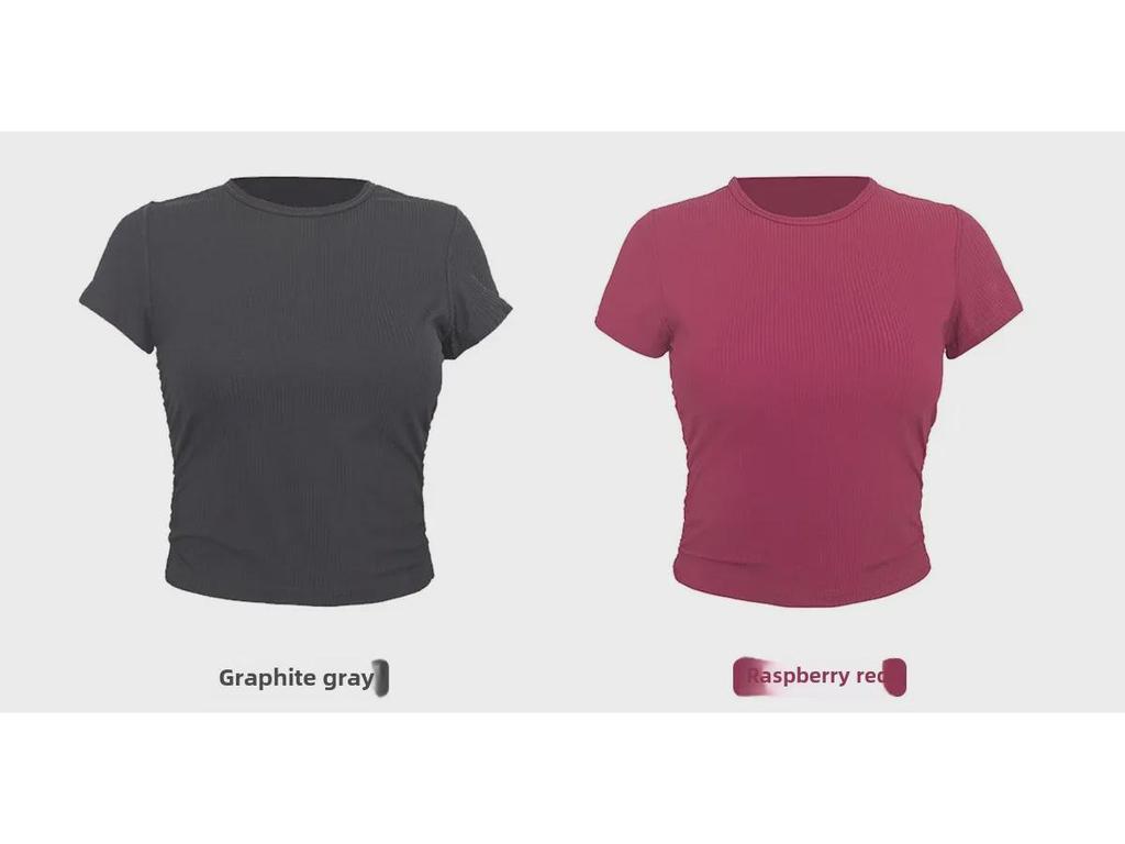 Lu Yoga Fitness Women's Slim Quick-Dry Short-Sleeve T-Shirt for Running