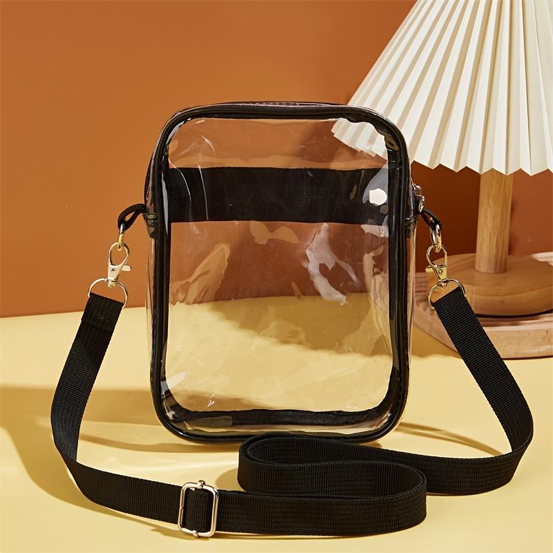 Mini durchsichtige Umhängetasche, Trendige quadratische Handytasche, Damen Reißverschluss Strand-Schultertasche
