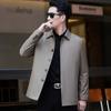Spring and Autumn Mulberry Silk Men's Jacket Middle-aged Loose Thin Large Size Top Business Casual Lapel Dad Jacket