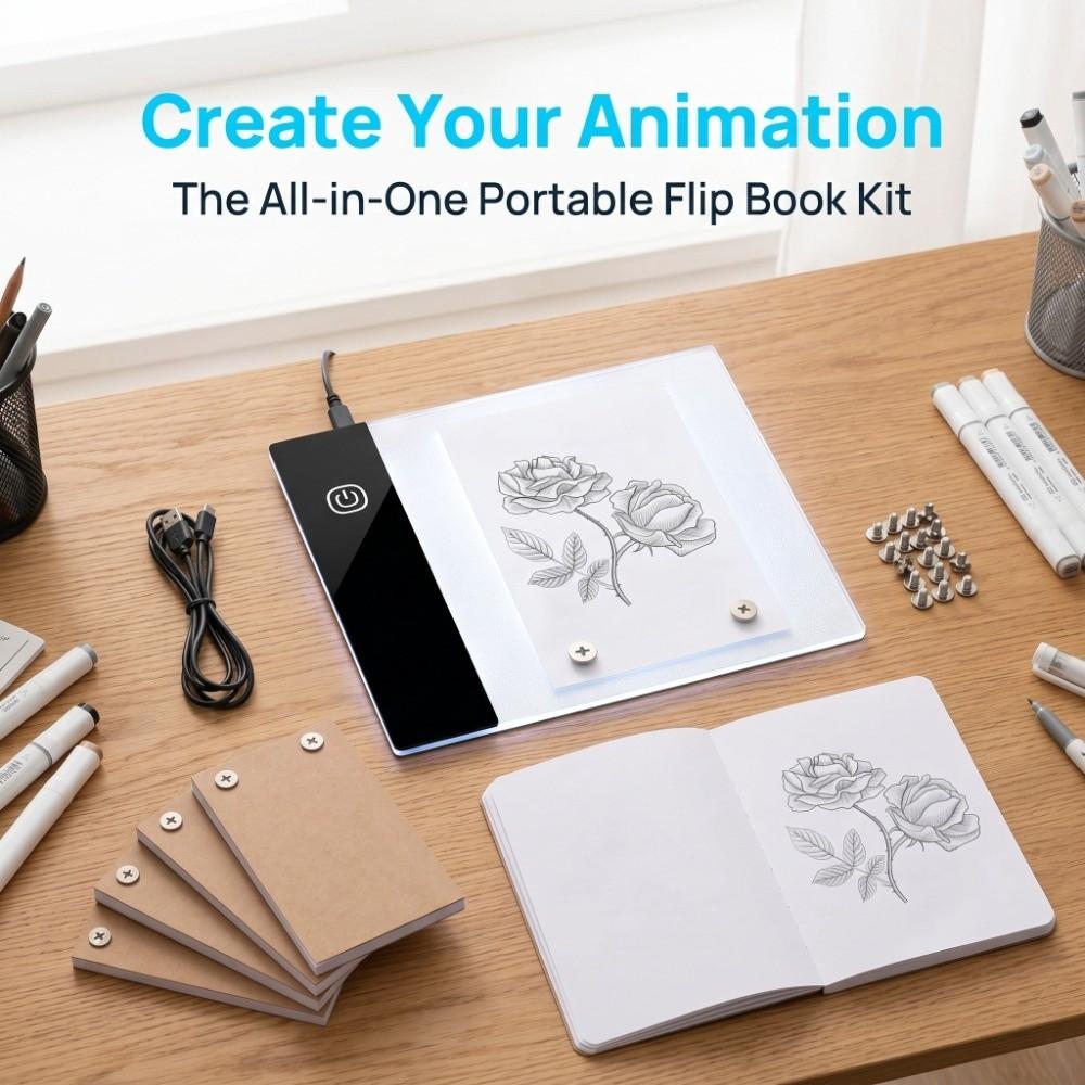 A6 LED Flip Book Kit Ultra-Thin Flip Book Set Hand Drawing LED Board Animation Frame Drawing
