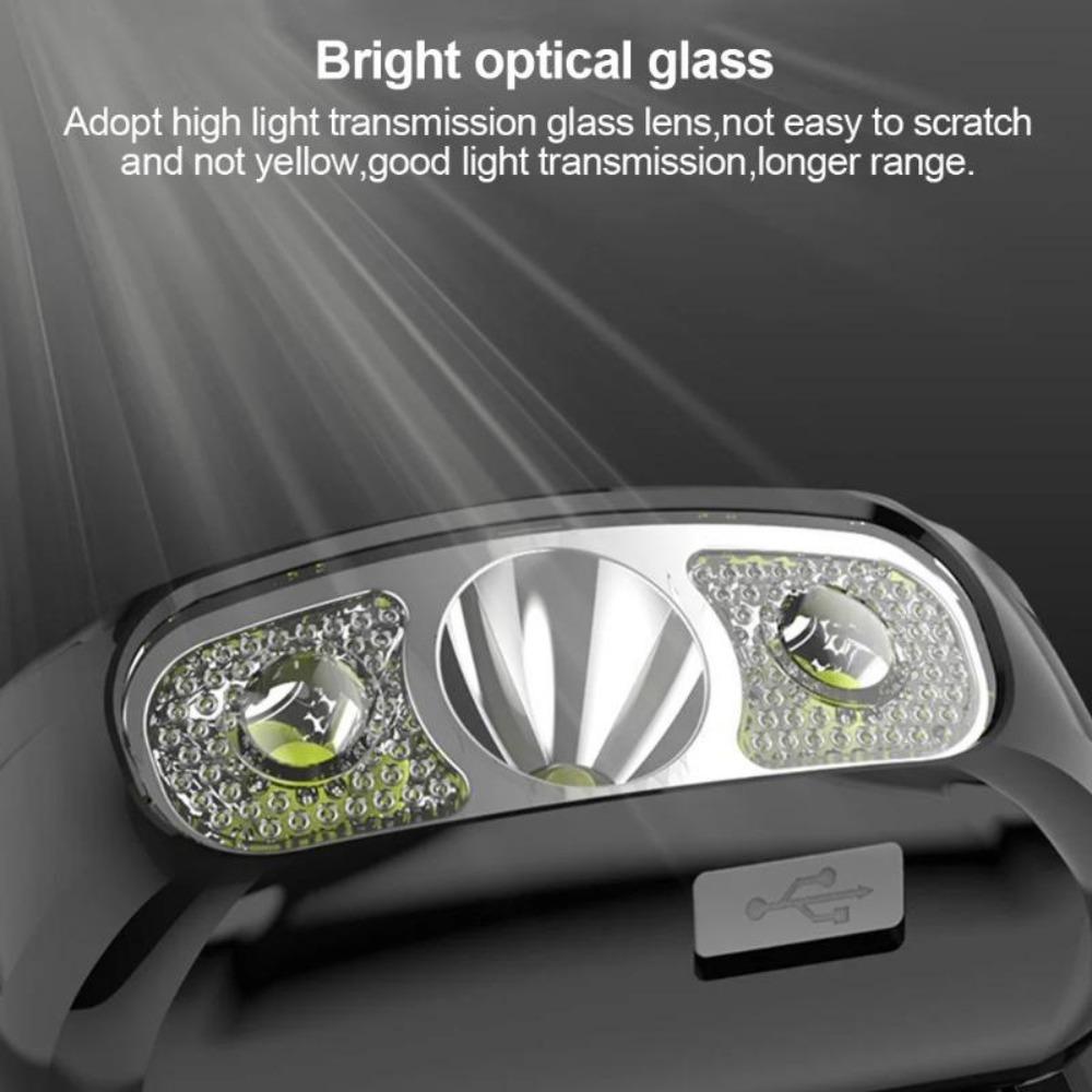 LED Sensor Headlamp New USB Rechargeable Strong Light Waving Induction Waterproof Fishing Headlamp Built-in Lithium Battery Head