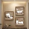 3Pcs Vintage Bathroom Wooden Plaques 2 Flat Relax Soak Unwind Wall Art  Laundry Room